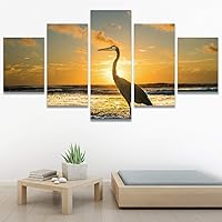 SIGNWIN 5 Panel Canvas Wall Art Modern Art Birds Bohemian Expressive Multicolor Photography Single for Home Decorations Ready to Hang - 60