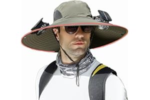 DASHENRAN Wide Brim Solar Fan Outdoor Fishing Hat-Solar & USB Charging,Outdoor Fishing Hat,Hat with Fan,Solar Fan Hat Upf50+