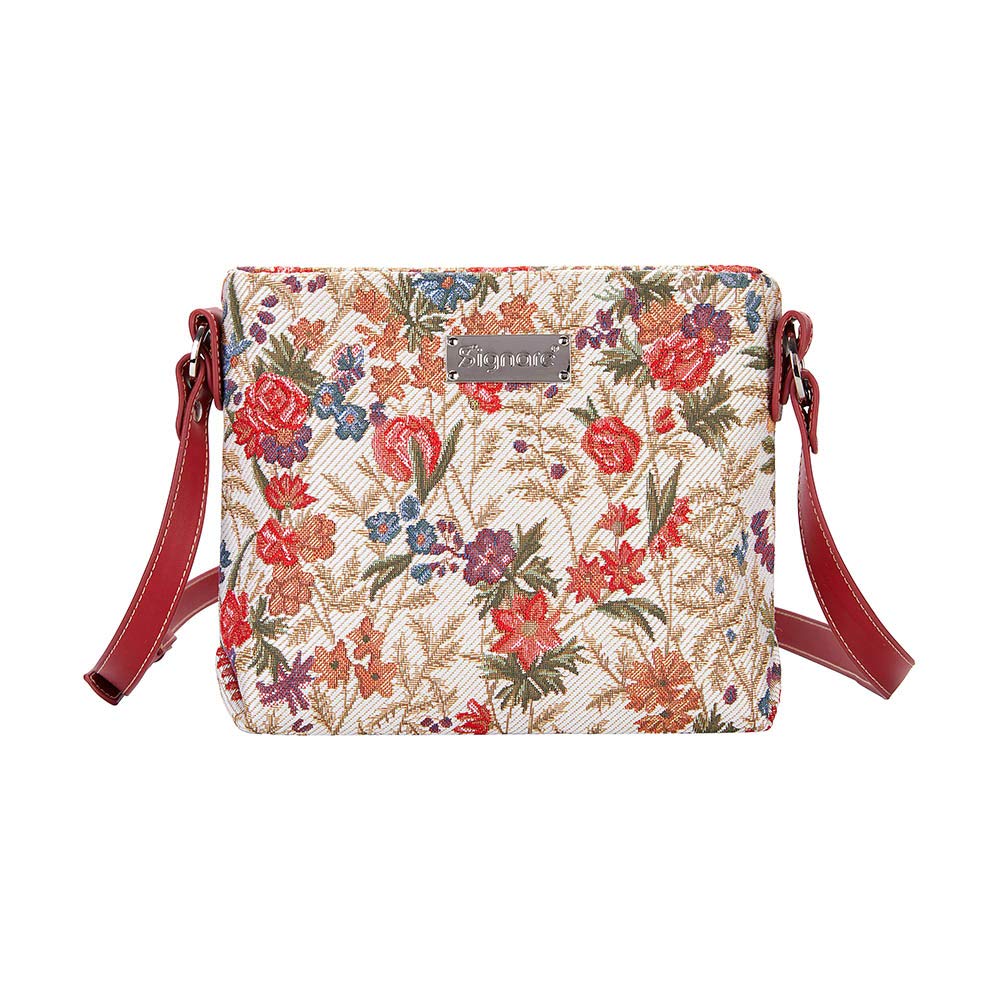 Signare Tapestry Crossbody Bag Small Shoulder Bag for Women with Designs inspired by V&A Collections (Flower Meadow)