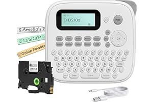 VOLENGO Label Maker Machine with Tapes, Waterproof Label Maker, D210s Laminated Inkless Label Maker, Label Machine with-Tape 12mm 0.47 White Portable Label Maker with Keyboard for School Office Supplies