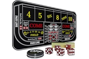 iEsstros Craps Mat 70" x 35" Craps Table Top Set Craps Table Mat Craps Table Top Mat with 5 Craps Casino Craps ON/Off Poker Button Storage Bag Craps Game Layout