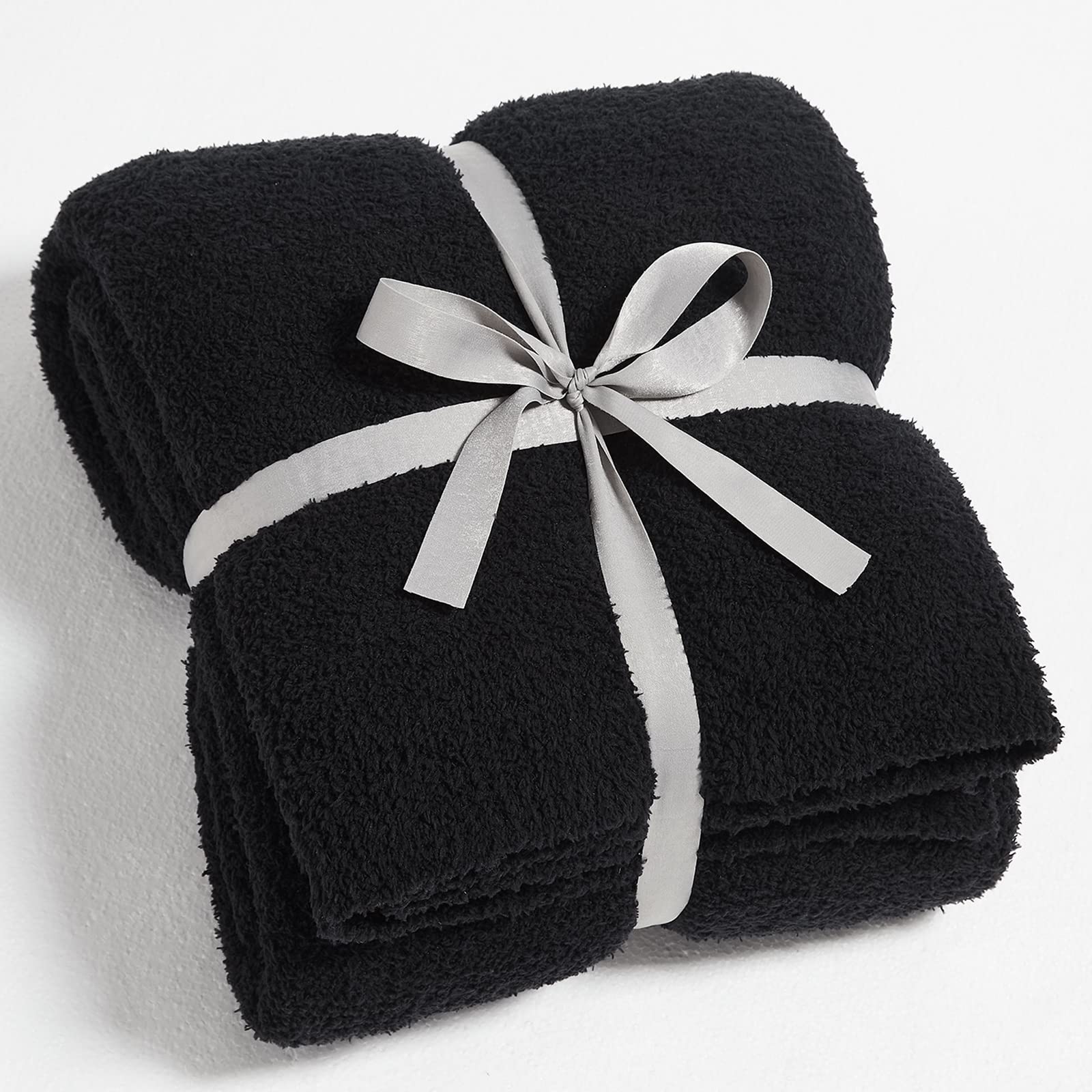 Photo 1 of CYMULA Knit Throw Blanket for Couch Black-Super Soft Lightweight Plush Fuzzy Fluffy Cozy Blankets and Throws for Sofa Bed, 50x60 inches