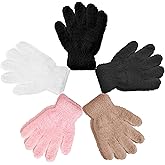 Syhood 5 Pairs Winter Toddler Gloves for Kids Fluffy Knitted Gloves Full Finger Warm Mittens for Little Girls Boys 1-8 Years