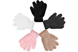 Syhood 5 Pairs Winter Toddler Gloves for Kids Fluffy Knitted Gloves Full Finger Warm Mittens for Little Girls Boys 1-8 Years