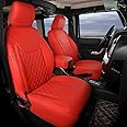 GIANT PANDA Customized Full Set Car Seat Covers for Jeep Wrangler 4 Door JK Sahara Sport Rubicon Unlimited Willys Wheeler Altitude 2013 2014 2015 2016 2017, Faux Leather - (Red)