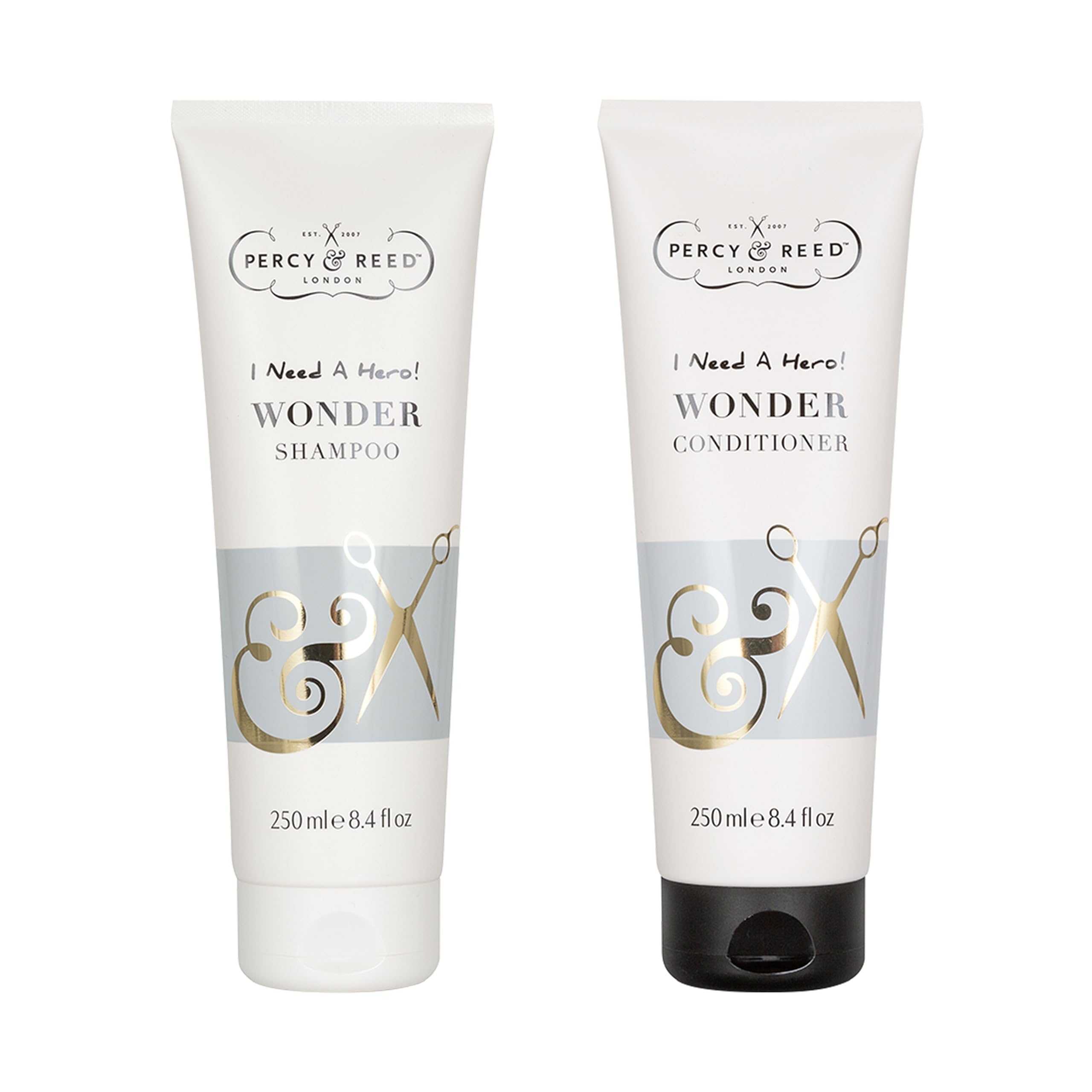 Percy & Reed I Need A Hero! Wonder Shampoo & Conditioner Duo - Repairs Split-Ends, Deeply Nourishes Dry & Damaged Hair, Reduces Breakage, UV Protection, Paraben-Free, Sulphate-Free, Vegan- 250ml Each