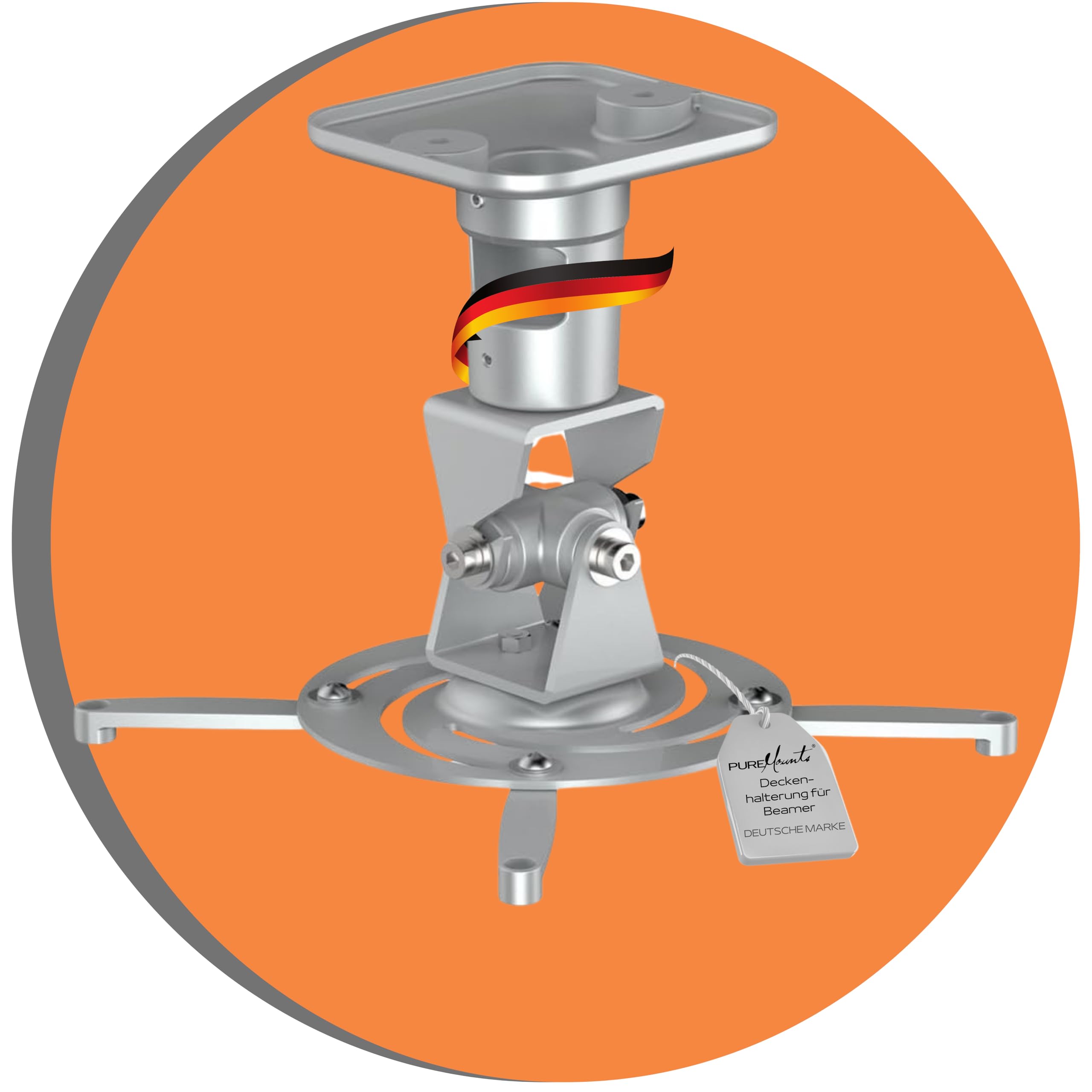 PureMounts PM-Spider-Plus Beamer Ceiling Bracket/Tilts and Turns 30° / 225 mm Ceiling Clearance / 14 kg/Hole Spacing 120-310 mm