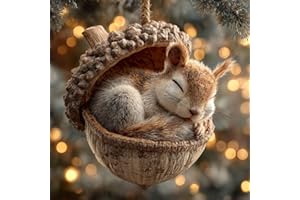 Forest Animal Acorn Ornaments – Cozy Forest Christmas Ornaments, 2D Flat Acrylic Hanging Woodland Pendant for Home Party Deco