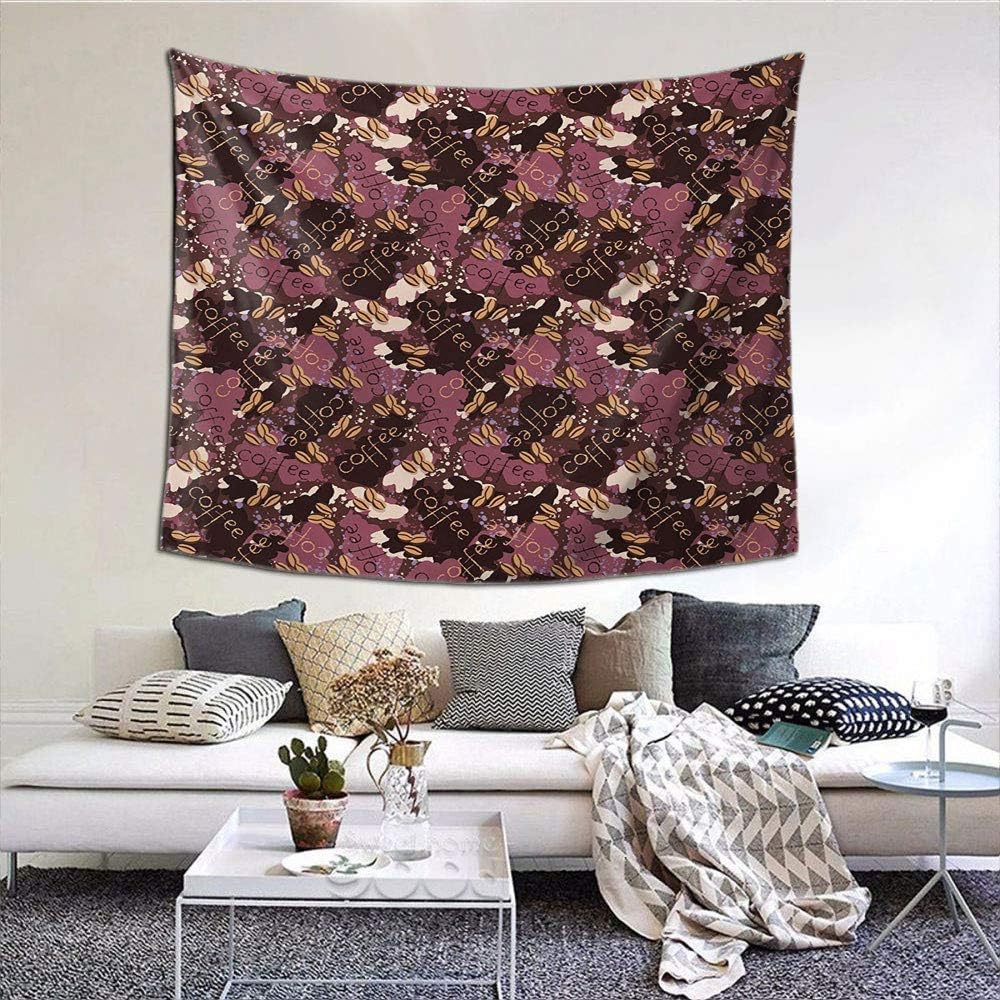 Anyangeight Modern Tapestry Wall hangings, Coffee Bean Brewed Drink with Color Splashes Illustration Bedding Wall Art Home Decor for Room, 60"x51" Dried Rose Dark Brown and Chocolate