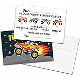 Chuxvon Kids Thank You Cards Fill in the Blank, Truck Thank You Cards, Jam Greeting Cards, Thank You Notes For Boys, Birthday Party Decorations Favors (20 Cards With 20 Envelopes) -07