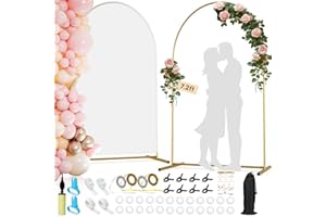 Arch Backdrop Stand and Cover Set| 7.2ft Wedding Metal Arch Stand with Spandex Fitted Backdrop Cover|Gold Balloon Arched Fram