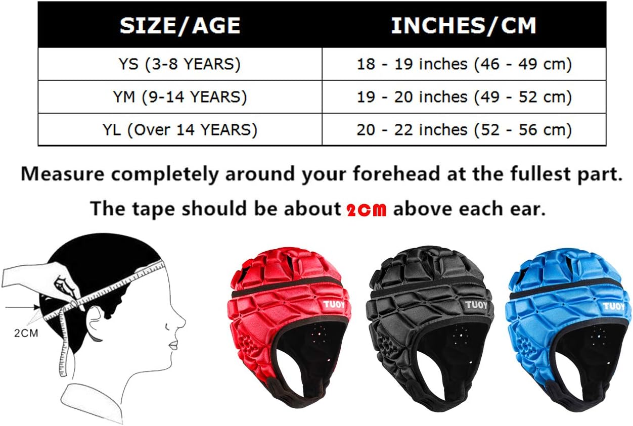 TUOY Youth Soft Shell Protective Headguard Headgear for Rugby Head Cap Flag Football Helmet Protective Gear Soccer Goalie Head Protector : Sports & Outdoors
