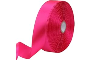 RIUNBB Hot Pink Solid Satin Ribbon 1 Inch 50 Yards Solid Polyester Fabric Ribbon for Gift Wrapping Wedding Christmas Baby Shower Birthday Party Decoration Handmade Immortal Flower Craft