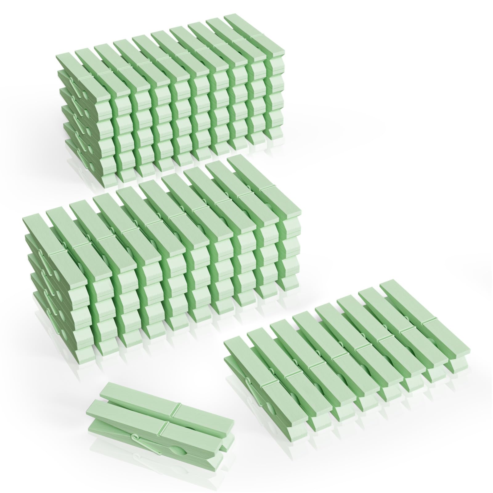 Photo 1 of 100Pcs Clothes Pins Wooden, 2.9 Inch Light Green Clothespins, Colorful Clothespins for Hanging Clothes Crafts Picture Pastel Laundry Clips Cheer