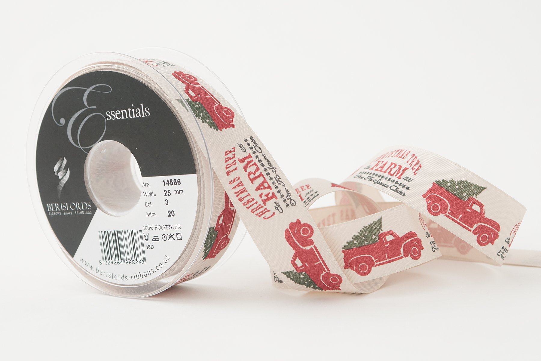 Berisfords Farm Truck Ribbon, Pumice, 25 mm
