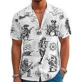 THE PIRATE KING Funny Pirate Hawaiian Shirt Men's Aloha Shirt Summer Beach Vacation Short Sleeve Casual Button Down Shirt