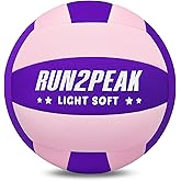 RUN2PEAK Super Soft Light Volleyball - Safe and Quiet Fabric Volleyball Ball for Indoor Play - Official Size 5 Kids Youth Beginners Lightweight Volleyballs Trainer for House Yard Training Practice