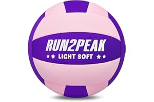 RUN2PEAK Super Soft Light Volleyball - Safe and Quiet Fabric Volleyball Ball for Indoor Play - Official Size 5 Kids Youth Beginners Lightweight Volleyballs Trainer for House Yard Training Practice