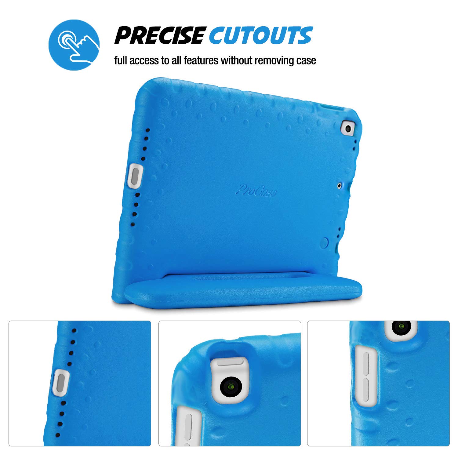 ProCase Kids Case for iPad 9th Generation/iPad 8/iPad 7, iPad 10.2 Case 2021 2020 2019/iPad Air 10.5/iPad Pro 10.5 Kids Case, Shockproof Lightweight Case with Convertible Handle -Blue