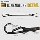 Rugtol 4 Pack Bungee Cords with Carabiner 18in Heavy Duty Black view 2