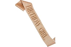 Shimmer Anna Shine Rose Gold Glitter Birthday Sash – Adjustable Satin Sash for Women, Teens & Adults – Fun Party Decoration & Photo Prop for 18th, 21st, 30th, 40th, 50th Birthdays