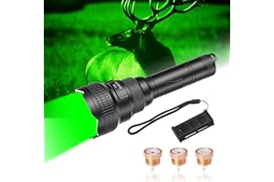 Brinyte T18 Hunting Light Red Green White Zoomable LED Flashlight, Long Range Predator Flashlight with Remote Pressure Switch for Hog Coyote Coon Varmint Hunting