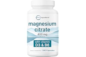 Micro Ingredients Magnesium Complex, 240 Capsules | Magnesium Citrate with Vitamin D3 & B6 | Elemental Mineral & Vitamins Complex | Supports Muscle, Heart, & Bone Health