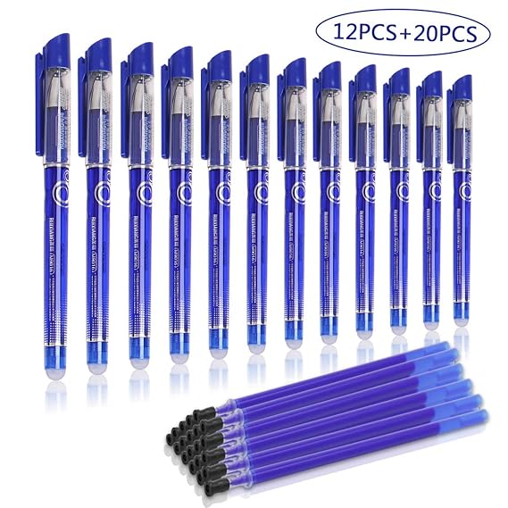 Friction Ersatzmine Pens, BBLIKE 12 Stücke löschbare Stifte und 20 Kugelschreiber Minen, Tinte Tintenroller Gel Ink Kugelschr