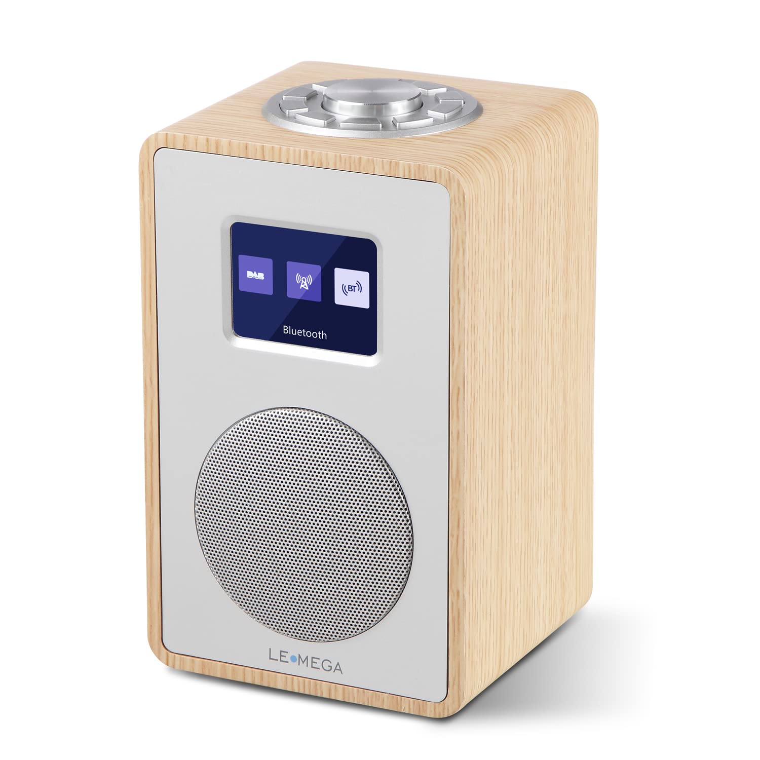 LEMEGA CR4 DAB/DAB+/FM Digital Radio with Bluetooth,Portable DAB Radio with Mains Powered,Dual Alarms Clock with Snooze,Colour Display,Wooden Effect - White Oak