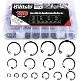 Hilitchi 150-Pcs [15-SIZE] Alloy Steel Internal Circlip Snap Retaining Clip Ring Assortment Kit - Size: 8mm to 36mm