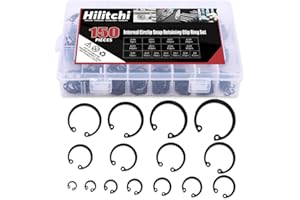 Hilitchi 150-Pcs [15-SIZE] Alloy Steel Internal Circlip Snap Retaining Clip Ring Assortment Kit - Size: 8mm to 36mm
