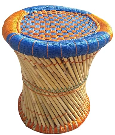 PatioStack Cane Stools Bamboo Stools Outdoor Stools Sitting Patio Ottoman Rattan Wicker Garden Bar Stool [Color : Multi, Size :14 * 14 * 16 inches]