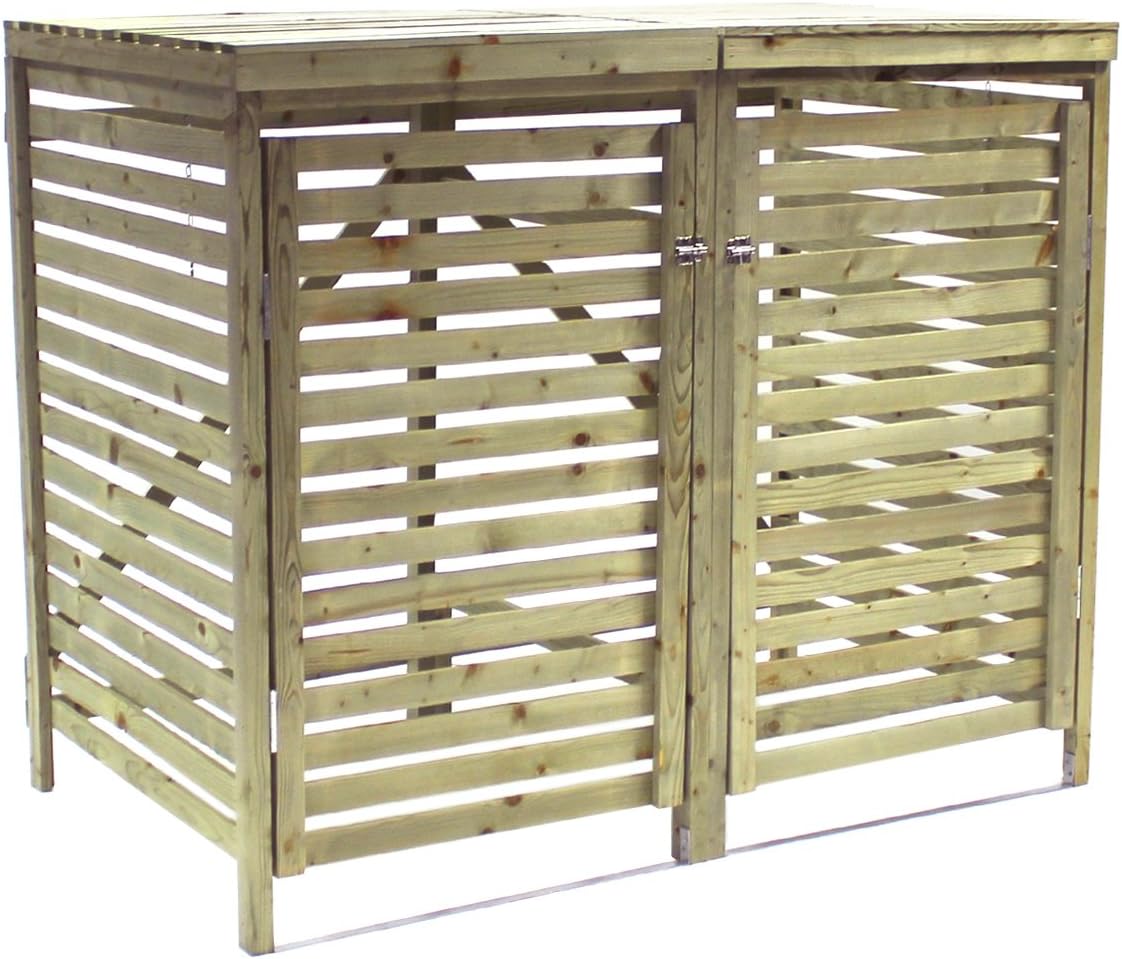 ARMARIO COBERTIZO PARA DOBLE CONTENEDOR DE BASURA DE MADERA PARA