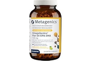 Metagenics OmegaGenics Fish Oil EPA-DHA 720 mg - High Potency Omega-3 Supplement* - Supports Heart, Joint, Brain & Immune Health* - Sustainably Sourced, Purity-Tested Fish Oil - 120 Softgels