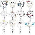 Geyoga 12 Pcs Dental Assistant Week Badge Holder Retractable Badge Reels Work Office Cards Holder with Clip Gift for Social Worker Dentist Volunteer Ot Doctor Nurse Teacher Coworker Appreciation
