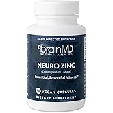 BRAINMD Dr Amen Neuro Zinc - 90 Capsules - 25 mg Zinc Bisglycinate Chelate - Gluten Free - 90 Servings