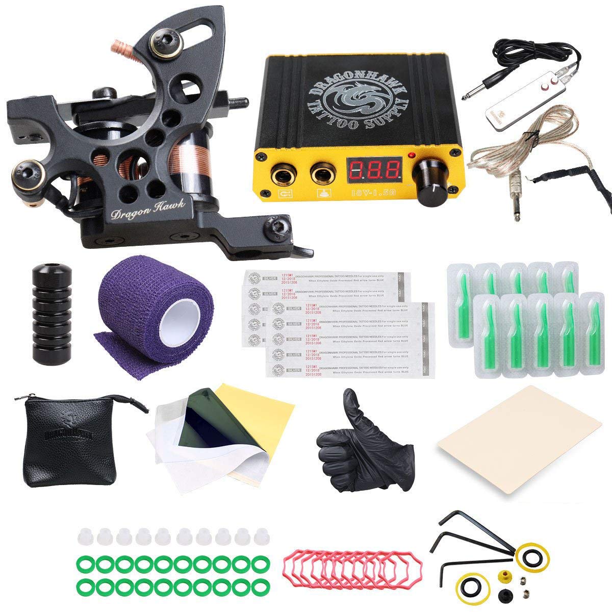 DragonHawk Starter Tattoo Kit 1 Pro Tattoo Machines Tattoo Gun Top CE Power  Supply K4EUYMX: Amazon.co.uk: Beauty