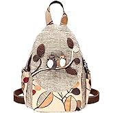POPUCT Cute Small Cotton Hand Craft Backpack Purse Mini Multi Pocket Casual Daypack for Women(bird)