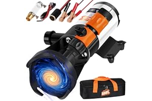 RVRAYS Macerator Pump for RV Water Pump 12v, 12GPM Quick Self-Priming Sewage Chopper Pump with Portable Storage Dump Buddy RV Waste Management Device Kit Waste Water Pump (RV Pump+Storage Bag)