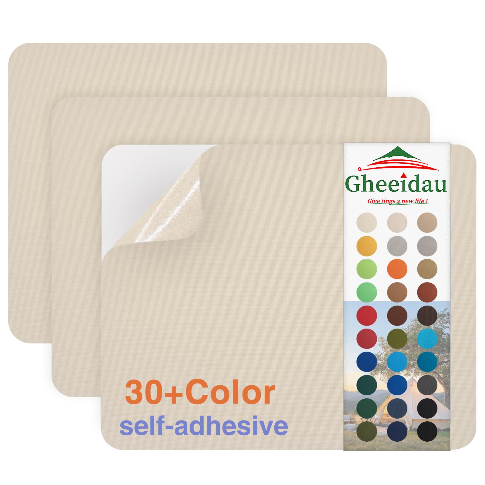 Photo 1 of Gheeidau Canvas Repair Patch 9×11 Inch 3Pcs Waterproof Self-Adhesive Fabric Repair Patch for Tents,Boat Cover,Pop Up Canopy,Patio,Bags,Car Seats,Sofas,Furniture Cover(Beige 2.0)
