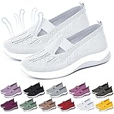 Yilia Orthopedic Shoes for Women, Women Wide Width Breathable Walking Comfortable Slip on Sneakers, Non Slip Food Service Lightweight Sneaker, Nurse Shoes Arch Support Sneakers