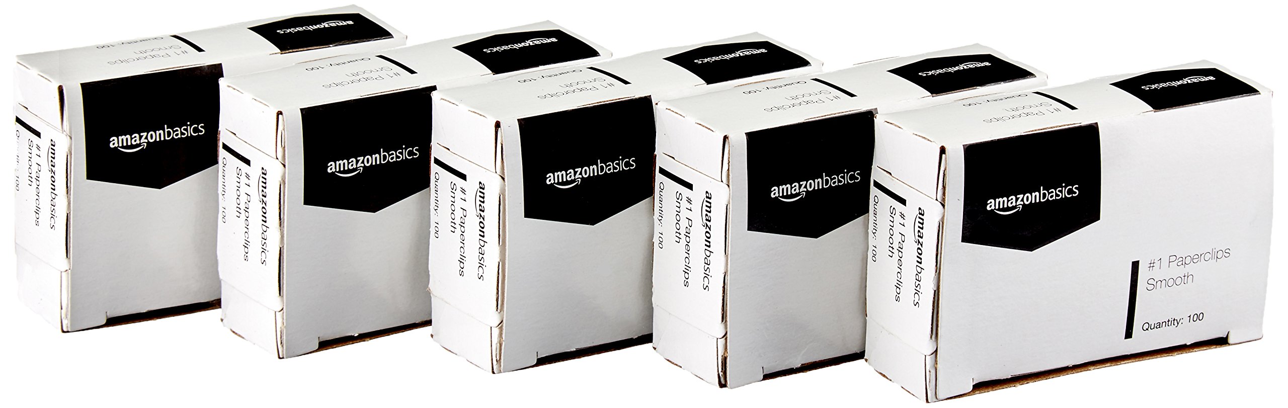Amazon Basics No. 1 Paper Clips, Smooth, 1000 Count (10 Pack of 100), Silver