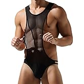JOCKMAIL Men's Sexy Leotard Bodysuit Thong Hanging Neck Integrated Jumpsuit Underwear Thong Underwear Swimsuit Swimwear