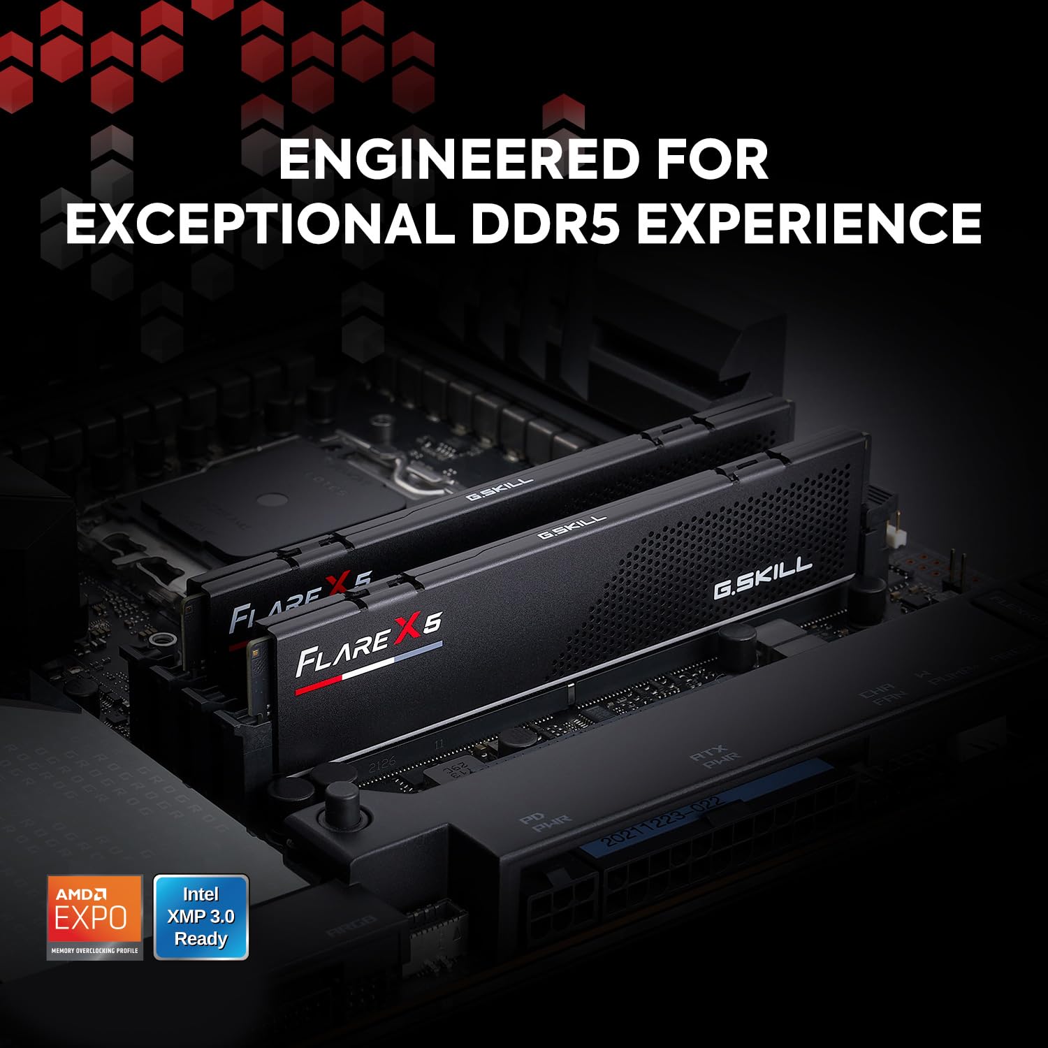 G.SKILL Flare X5 Series DDR5 RAM (AMD Expo & Intel XMP 3.0) 32GB (2x16GB) 6000MT/s CL36-36-36-96 1.35V Desktop Computer Memory U-DIMM - Matte Black (F5-6000J3636F16GX2-FX5)