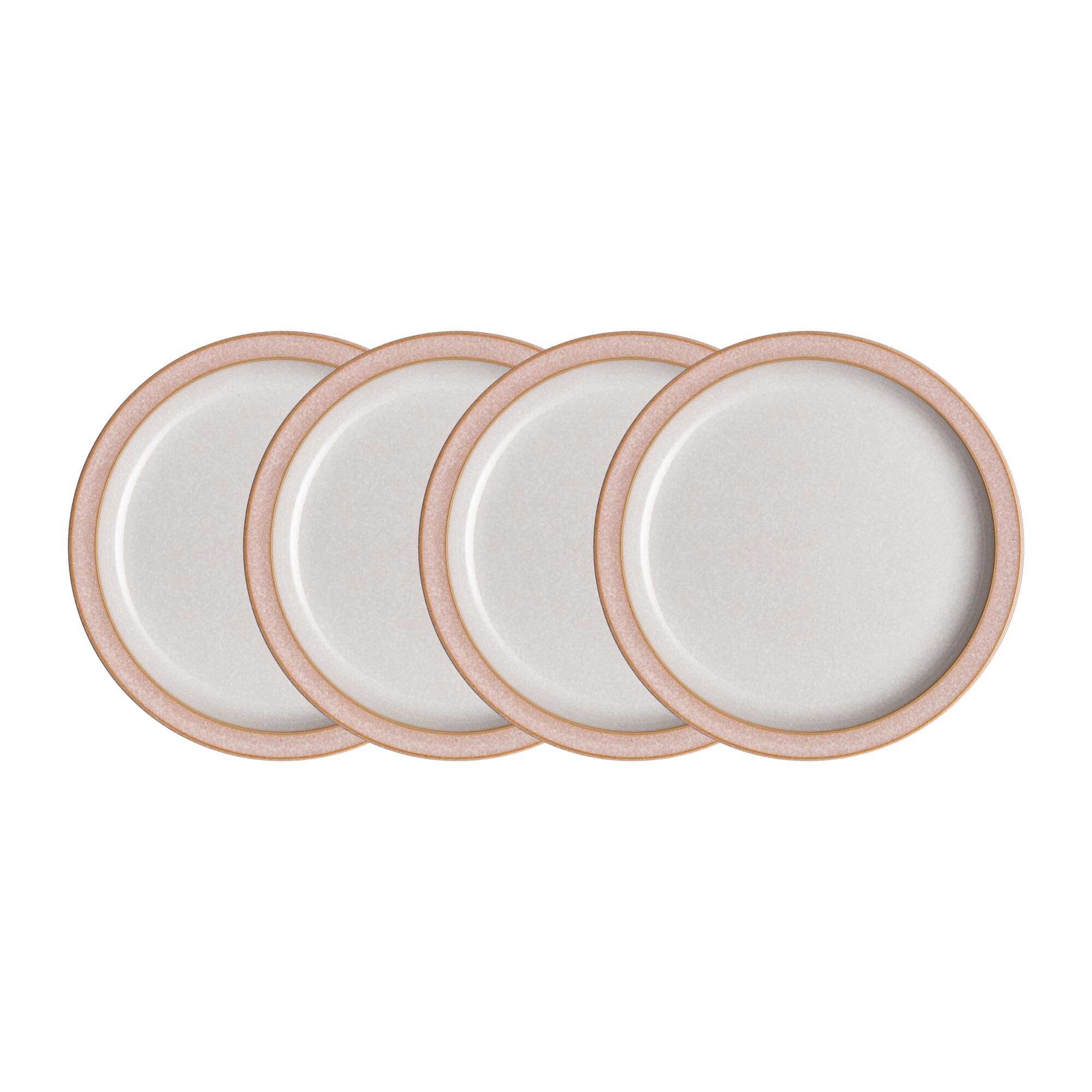 Denby - Elements Sorbet Pink Small Plates Set of 4 - Dishwasher Microwave Safe Crockery 17.5cm - Pale Pink, White Ceramic Stoneware Tableware Side Plates - Chip & Crack Resistant