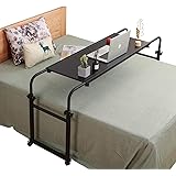 Overbed Table with Wheels Overbed Desk Over Bed Desk King Queen Bed Table Overbed Laptop Table Over Bed Table with Wheels(Bla