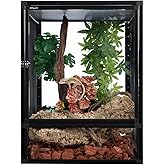 REPTI ZOO 18" x 18" x 24" Front Opening Chameleon Cage with 3-Sided Metal Mesh, 34 Gallon Screen Vertical Terrarium with Background Sticker, Tall Enclosure for Chameleon, Tree Frog, Arboreal Reptiles