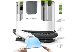 Upholstery Carpet Cleaner, MUJERBAY 12Kpa Portable Spot and Stain Cleaner, Easy Move with Universal Wheels & Handle, 1.18-inch Deep Cleaning Machine for Couch, Stairs, Car and Pet Messes.