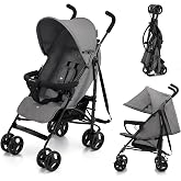 Kinderkraft TIK Lightweight Umbrella Stroller, Gray | 6.5kg, From 6 Months, Compact Fold, Lie-Flat Recline, 5-Point Harness