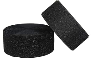 2' Wide x 5Meters Length Black Sew On Hook and Loop Tape Fastening Nylon Fabric Tape (Black, 2' x 5Meters)